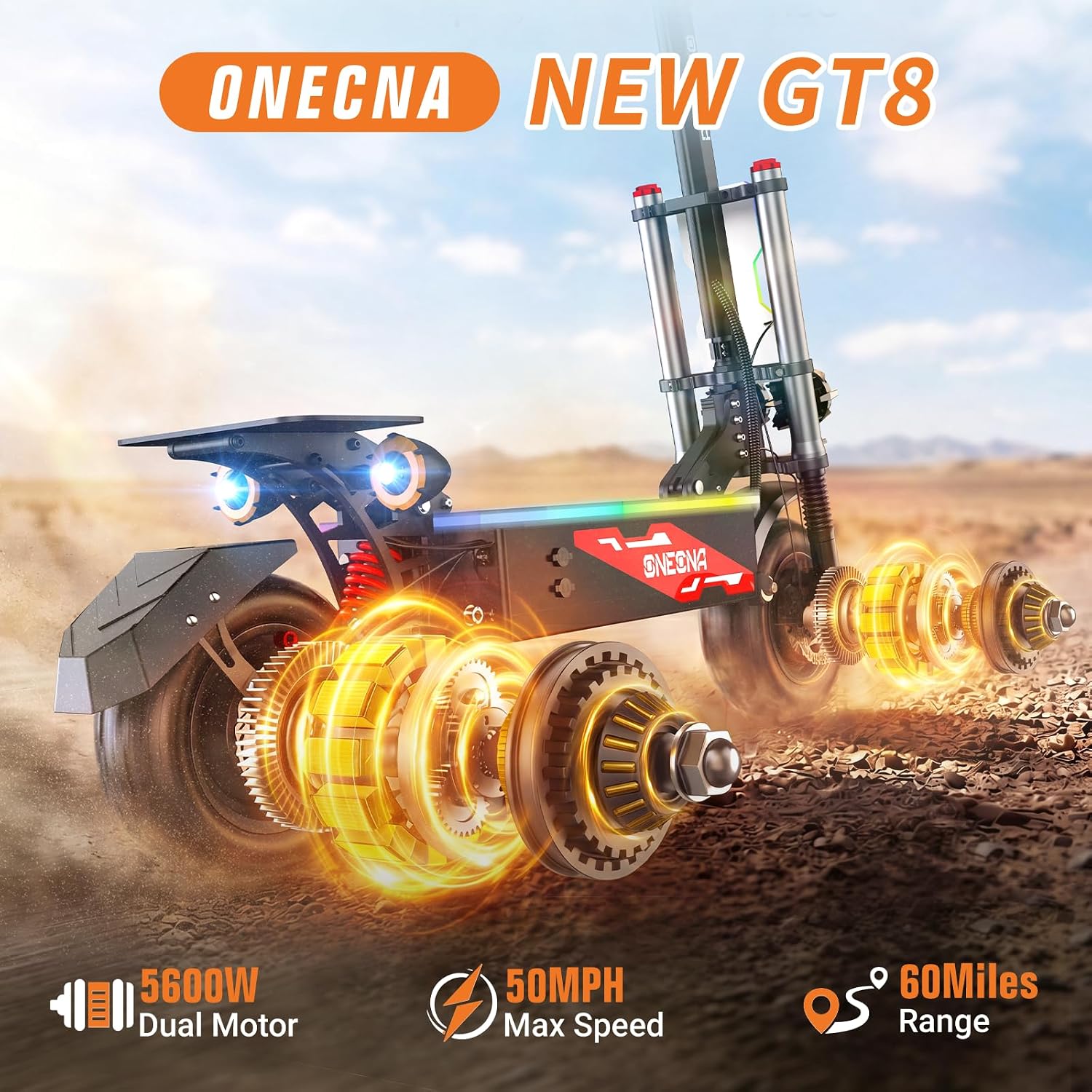 ONEONA GT8 Foldable Off Road E - 60V 5600W Dual Motor Electric Scooter ulasan dan harga